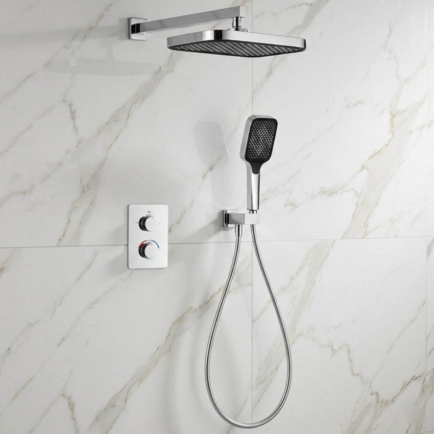 D117125011221C Flow Душова система прихованого монтажу для душу, на 2 споживачі, з термостатом, хром (1 сорт) DEVIT