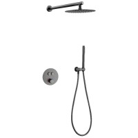 D117124011111GM Flow Душова система прихованого монтажу, на 2 споживачі, з термостатом, gun metal (1 сорт) DEVIT фото 2