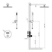 D117124011111GM Flow Душова система прихованого монтажу, на 2 споживачі, з термостатом, gun metal (1 сорт) DEVIT