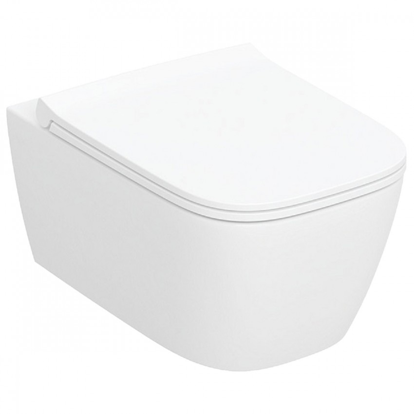 503.171.00.1 Smyle Square Комплект підвісного унітазу воронкоподібний, закрита форма, TurboFlush, з сидінням із кришкою Sandwich, білий глянець (1 сорт) Geberit промо
