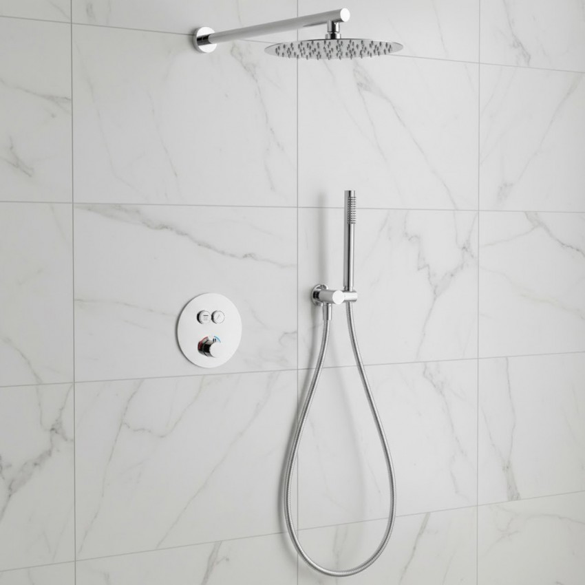 D117124011111C Flow Душова система прихованого монтажу, на 2 споживачі, з термостатом, хром (1 сорт) DEVIT фото 1