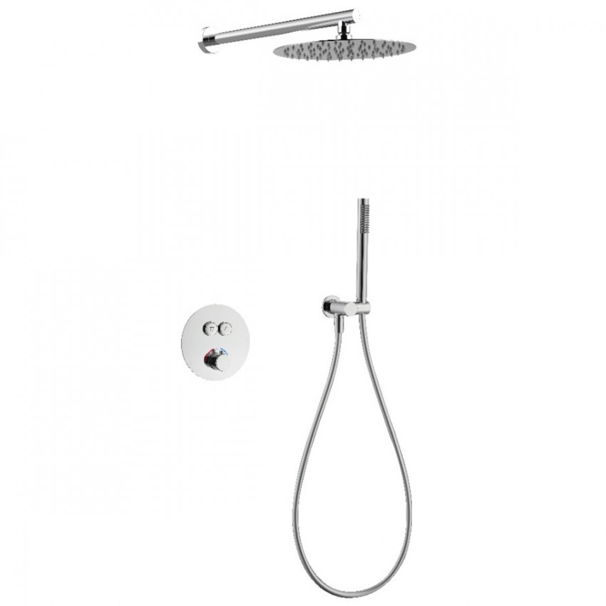 D117124011111C Flow Душова система прихованого монтажу, на 2 споживачі, з термостатом, хром (1 сорт) DEVIT фото 2