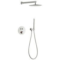 D117124011111BN Flow Душова система прихованого монтажу, на 2 споживачі, з термостатом, brushed nickel (1 сорт) DEVIT фото 2