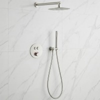 D117124011111BN Flow Душова система прихованого монтажу, на 2 споживачі, з термостатом, brushed nickel (1 сорт) DEVIT фото 1