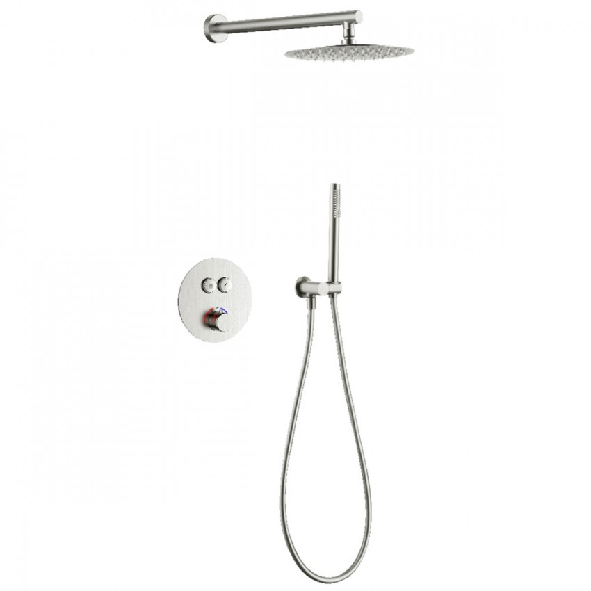 D117124011111BN Flow Душова система прихованого монтажу, на 2 споживачі, з термостатом, brushed nickel (1 сорт) DEVIT фото 2