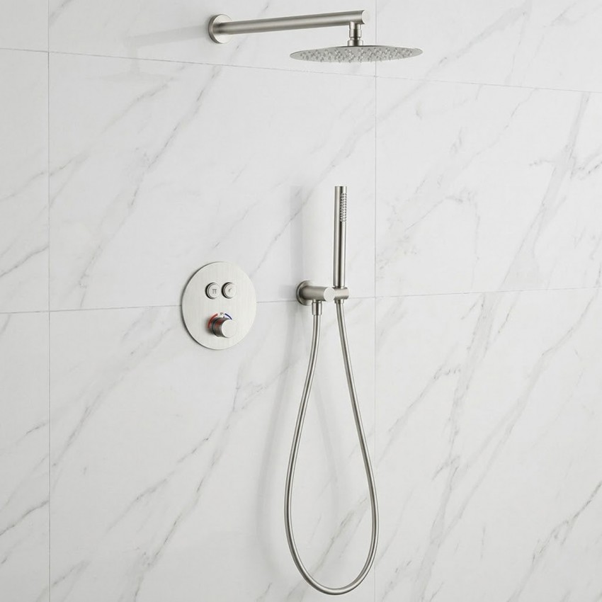 D117124011111BN Flow Душова система прихованого монтажу, на 2 споживачі, з термостатом, brushed nickel (1 сорт) DEVIT фото 1