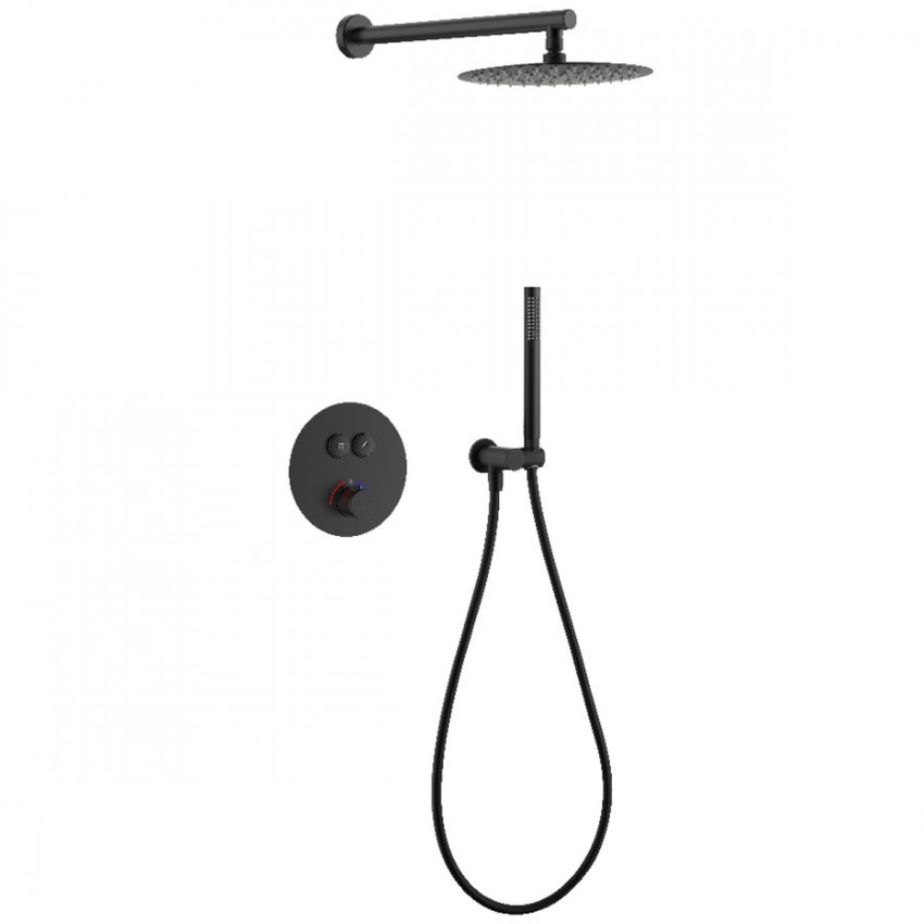 D117124011111MB Flow Душова система прихованого монтажу, на 2 споживачі, з термостатом, чорний матовий (1 сорт) DEVIT фото 2