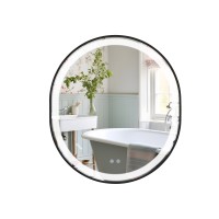 Дзеркало настінне Gemini (GE1B) 800х700 мм, овальне, з LED-підсвіткою Touch, антизапотіванням, димером, рег. темп. кольору (3000-6500K), Reverse Qtap QTAP