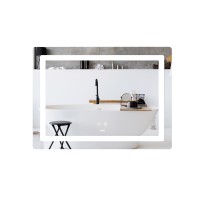 Дзеркало настінне Kubis (KU2) 700х500 мм, прямокутне, з LED-підсвічуванням Touch,  антизапотіванням, димером, рег. яскравості Lidz LIDZ