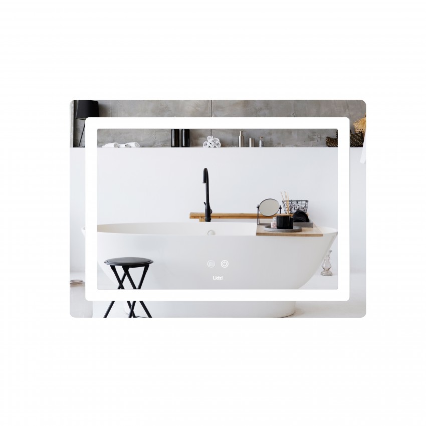 Дзеркало настінне Kubis (KU2) 700х500 мм, прямокутне, з LED-підсвічуванням Touch,  антизапотіванням, димером, рег. яскравості Lidz LIDZ