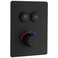 D114124010021BM Flow Змішувач на 2 споживачі з термостатом, для ванни/душу, прихованого монтажу, чорний матовий (1 сорт) DEVIT фото 2