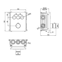 D114134010021BN Flow Змішувач на 3 споживачі з термостатом, для ванни/душу, прихованого монтажу, brushed nickel (1 сорт) DEVIT