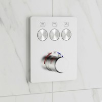 D114134010021BN Flow Змішувач на 3 споживачі з термостатом, для ванни/душу, прихованого монтажу, brushed nickel (1 сорт) DEVIT фото 1