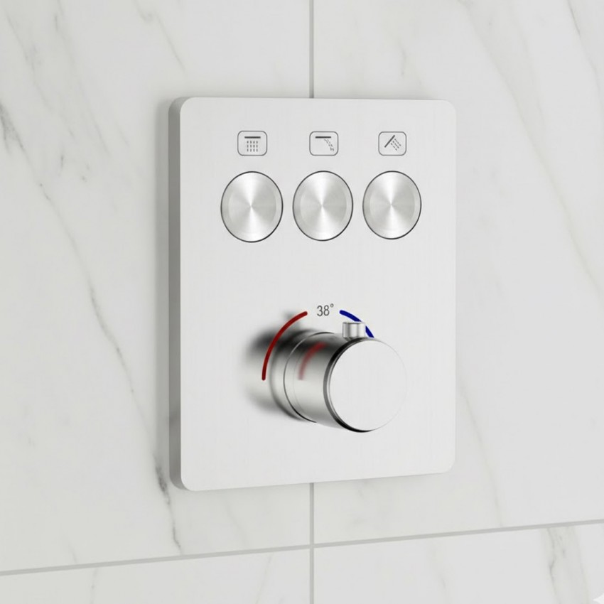 D114134010021BN Flow Змішувач на 3 споживачі з термостатом, для ванни/душу, прихованого монтажу, brushed nickel (1 сорт) DEVIT фото 1