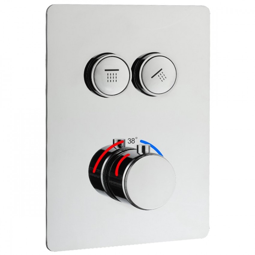 D114124010021C Flow Змішувач на 2 споживачі з термостатом, для ванни/душу, прихованого монтажу, хром (1 сорт) DEVIT фото 2