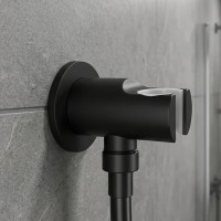 D113100000010MB Flow Підключення для душового шлангу з тримачем ручного душу, чорний матовий (1 сорт) DEVIT фото 2