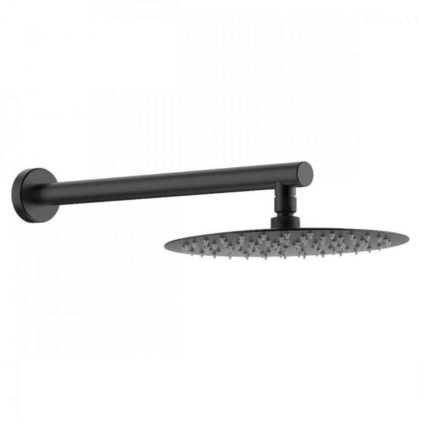 D113000000110BM Flow Верхня душова лійка d=250 мм з кронштейном, чорний матовий (1 сорт) DEVIT фото 2