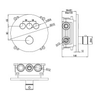 D114134010011BN Flow Змішувач на 3 споживачі з термостатом, для ванни/душу, прихованого монтажу, brushed nickel (1 сорт) DEVIT