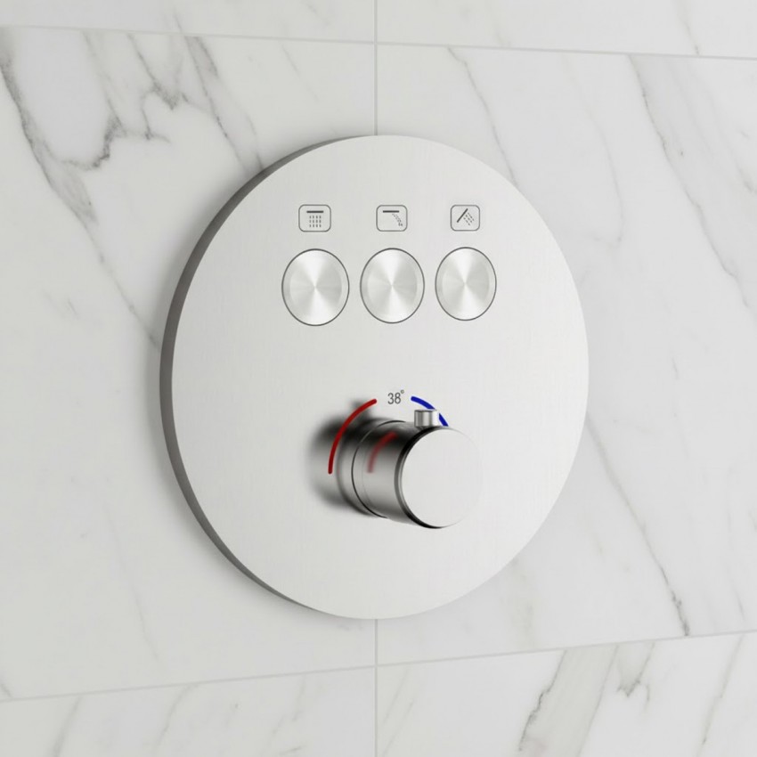 D114134010011BN Flow Змішувач на 3 споживачі з термостатом, для ванни/душу, прихованого монтажу, brushed nickel (1 сорт) DEVIT фото 1