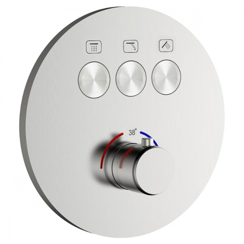 D114134010011BN Flow Змішувач на 3 споживачі з термостатом, для ванни/душу, прихованого монтажу, brushed nickel (1 сорт) DEVIT фото 2