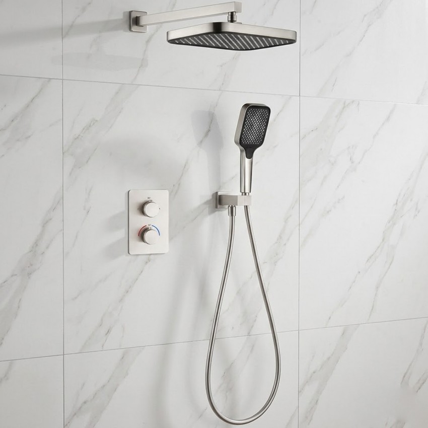 D117125011221BN Flow Душова система прихованого монтажу для душу, на 2 споживачі, з термостатом, brushed nicke (1 сорт) DEVIT