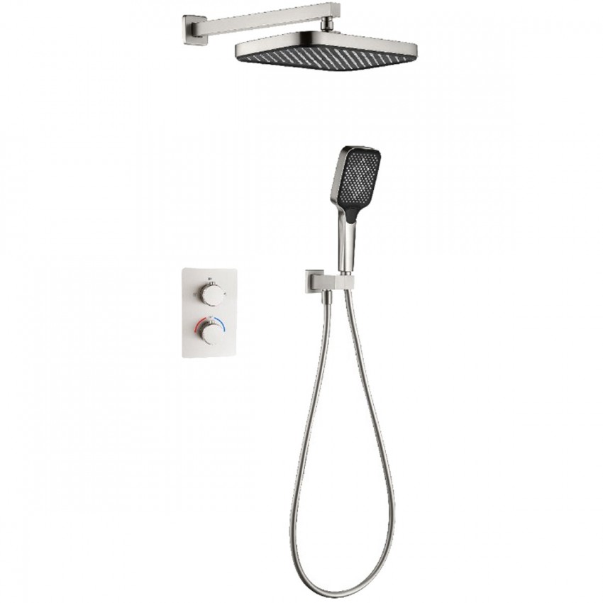 D117125011221BN Flow Душова система прихованого монтажу для душу, на 2 споживачі, з термостатом, brushed nicke (1 сорт) DEVIT фото 1