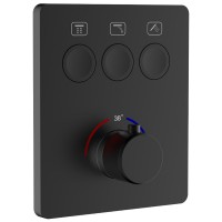 D114134010021BM Flow Змішувач на 3 споживачі з термостатом, для ванни/душу, прихованого монтажу, чорний матовий (1 сорт) DEVIT фото 2