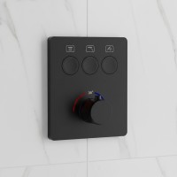 D114134010021BM Flow Змішувач на 3 споживачі з термостатом, для ванни/душу, прихованого монтажу, чорний матовий (1 сорт) DEVIT фото 1