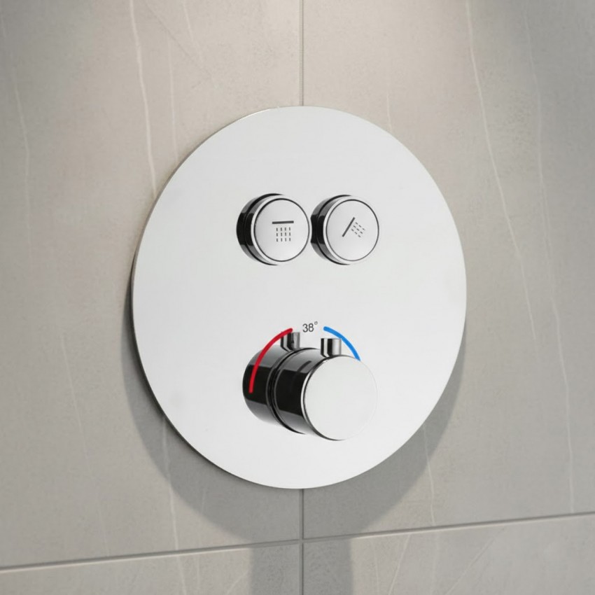 D114124010011C Flow Змішувач на 2 споживачі з термостатом, для ванни/душу, прихованого монтажу, хром (1 сорт) DEVIT фото 1