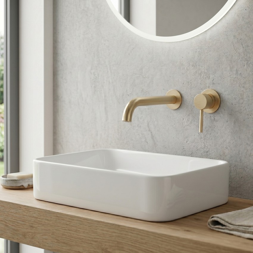 550537BG Flow Змішувач для раковини прихованого монтажу, brushed gold (1 сорт) DEVIT