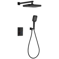 D117125011221BM Flow Душова система прихованого монтажу для душу, на 2 споживачі, з термостатом, чорний матовий (1 сорт) DEVIT фото 1