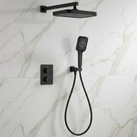 D117125011221BM Flow Душова система прихованого монтажу для душу, на 2 споживачі, з термостатом, чорний матовий (1 сорт) DEVIT
