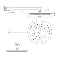 D113000000110C Flow Верхня душова лійка d=250 мм з кронштейном, хром (1 сорт) DEVIT фото 1
