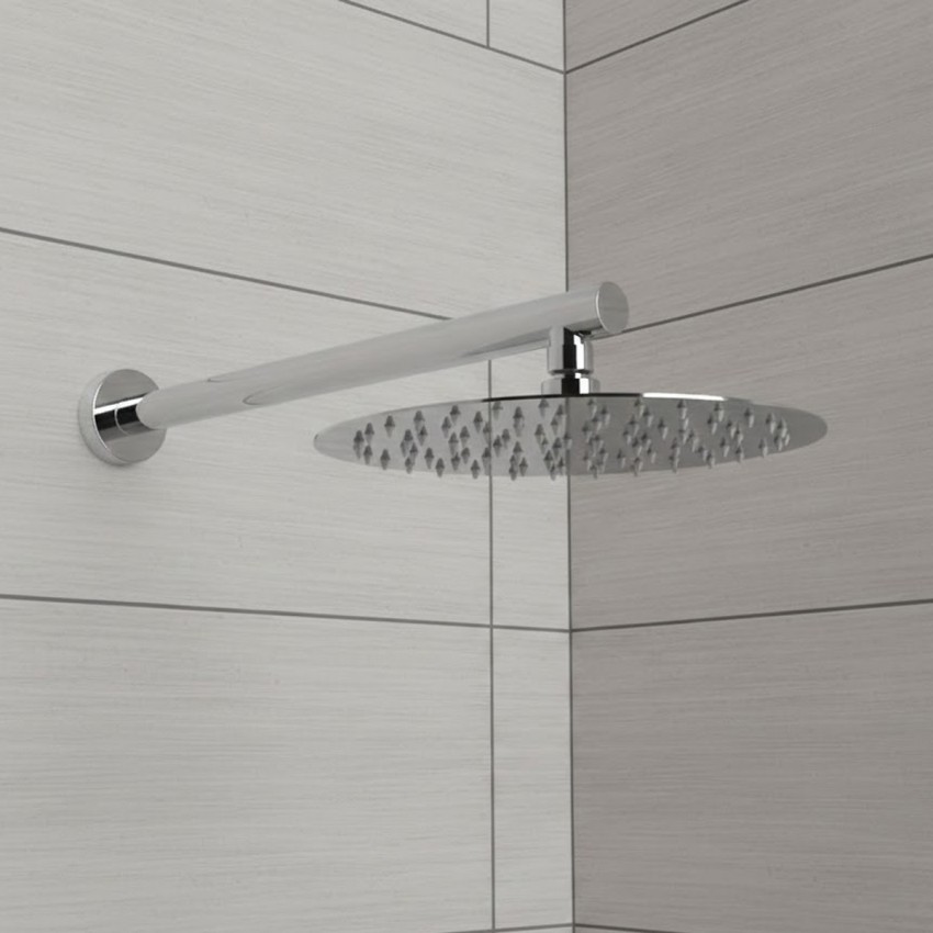 D113000000110C Flow Верхня душова лійка d=250 мм з кронштейном, хром (1 сорт) DEVIT фото 2