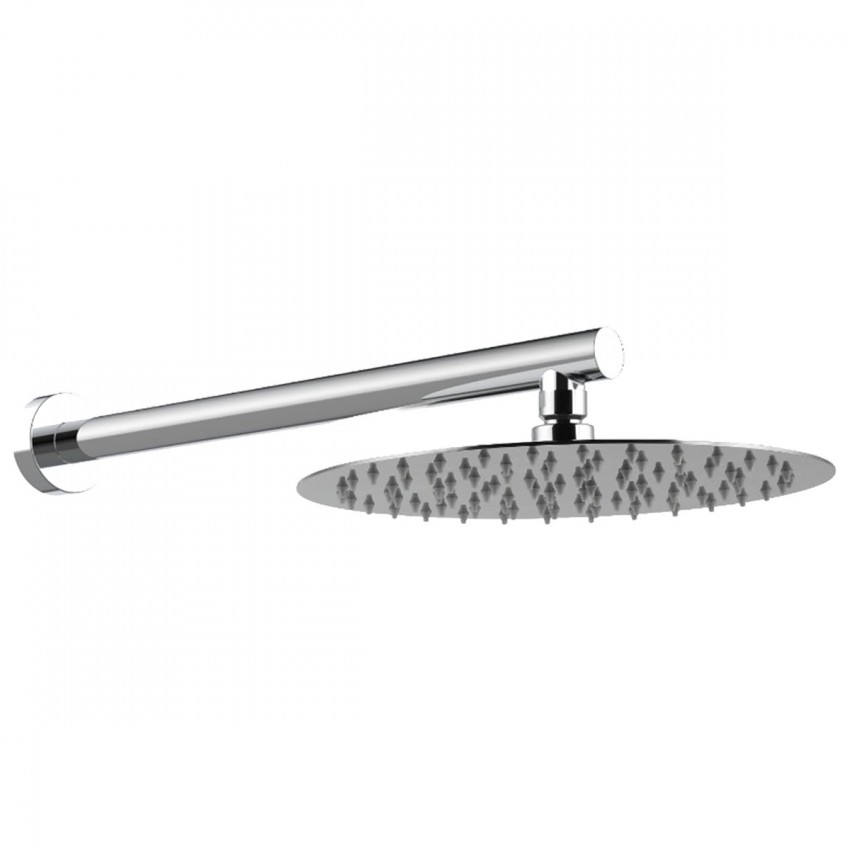 D113000000110C Flow Верхня душова лійка d=250 мм з кронштейном, хром (1 сорт) DEVIT