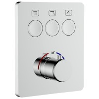 D114134010021C Flow Змішувач на 3 споживачі з термостатом, для ванни/душу, прихованого монтажу, хром (1 сорт) DEVIT фото 2