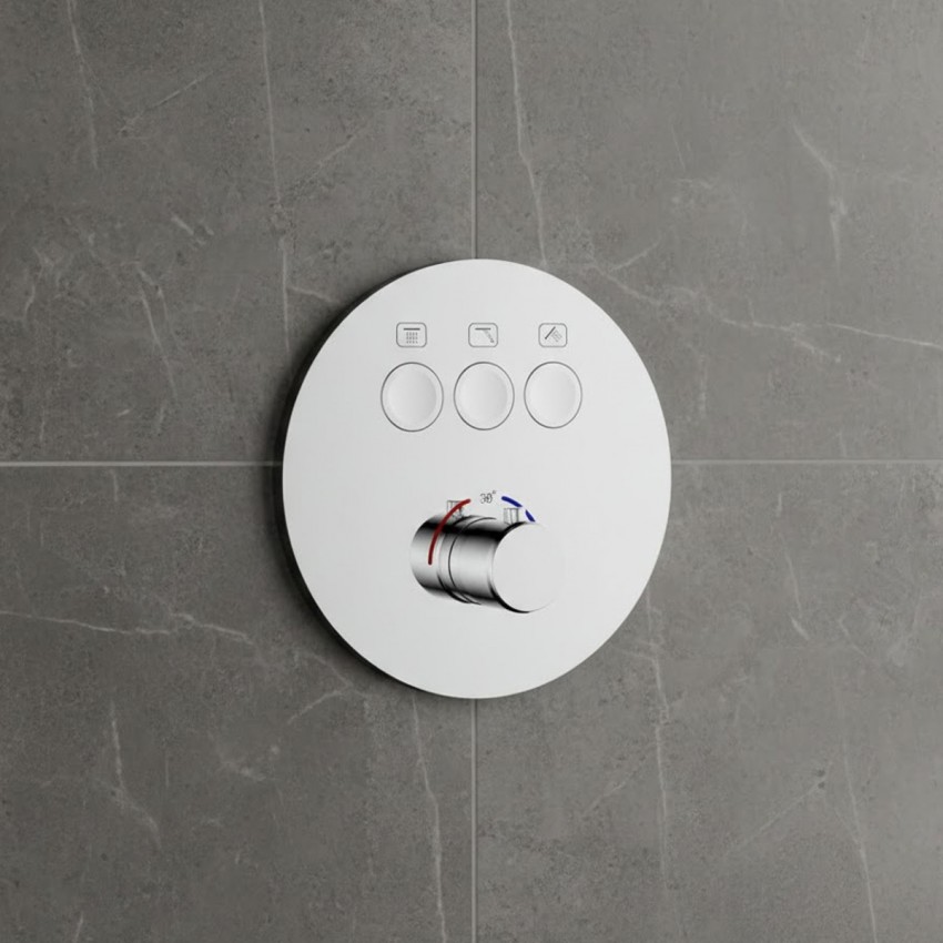 D114134010011C Flow Змішувач на 3 споживачі з термостатом, для ванни/душу, прихованого монтажу, хром (1 сорт) DEVIT
