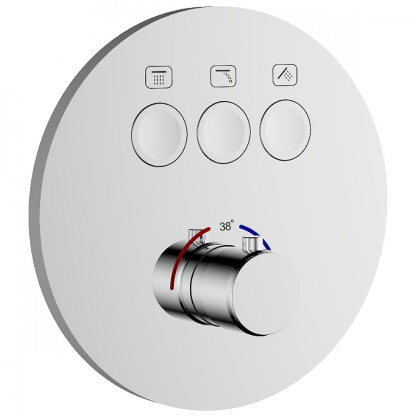 D114134010011C Flow Змішувач на 3 споживачі з термостатом, для ванни/душу, прихованого монтажу, хром (1 сорт) DEVIT фото 1