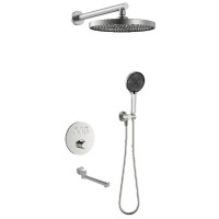 D117134011211BN Flow Душова система прихованого монтажу для ванни/душу, на 3 споживачі, з термостатом, brushed nickel (1 сорт) DEVIT фото 2