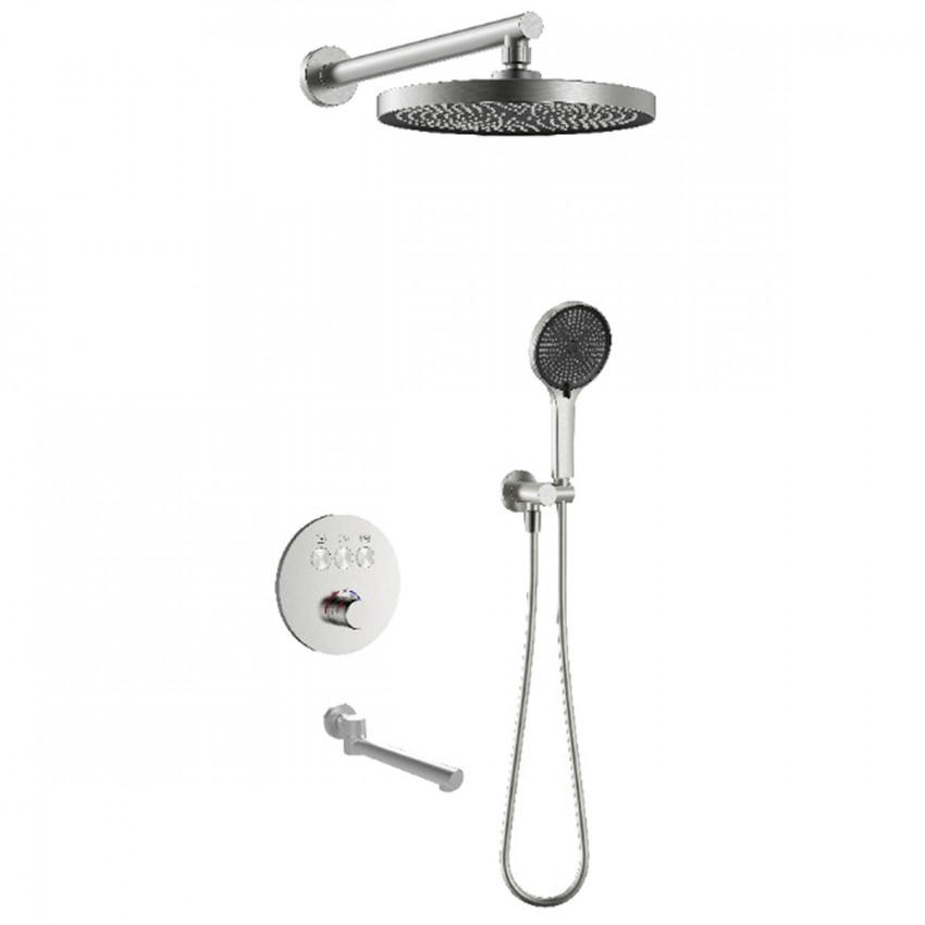 D117134011211BN Flow Душова система прихованого монтажу для ванни/душу, на 3 споживачі, з термостатом, brushed nickel (1 сорт) DEVIT фото 2