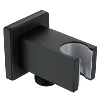 D113100000020MB Flow Підключення для душового шлангу з тримачем ручного душу, чорний матовий (1 сорт) DEVIT