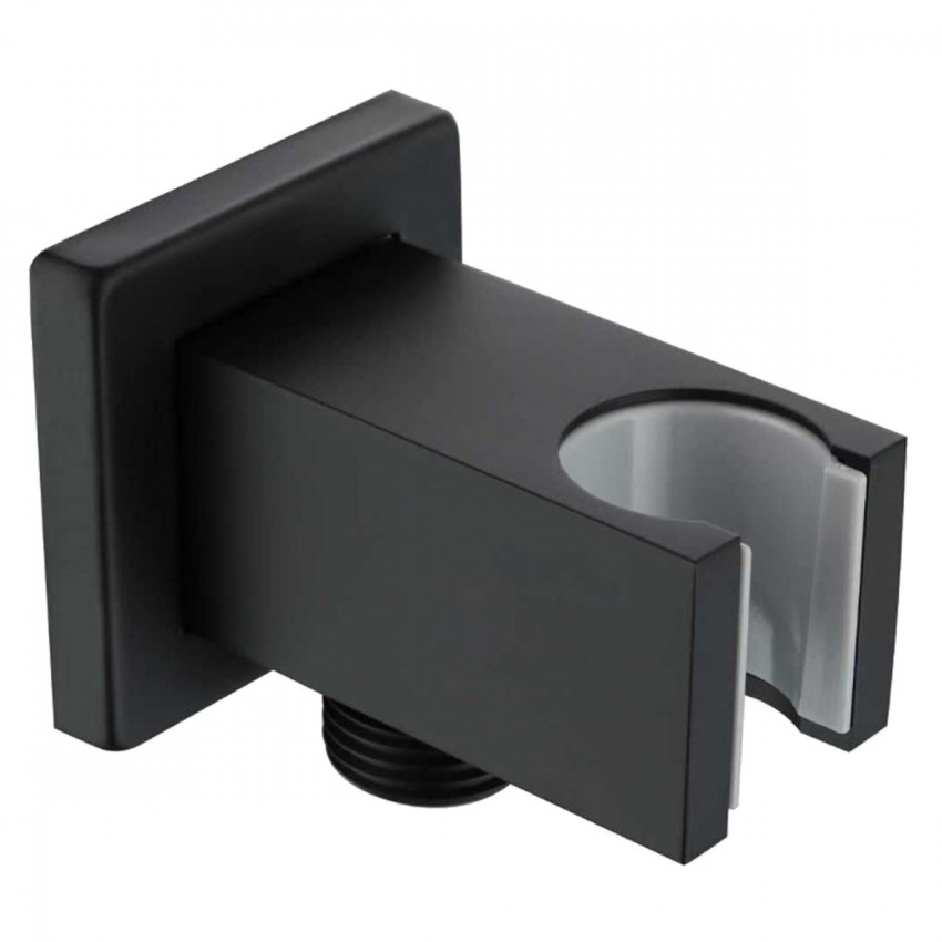 D113100000020MB Flow Підключення для душового шлангу з тримачем ручного душу, чорний матовий (1 сорт) DEVIT