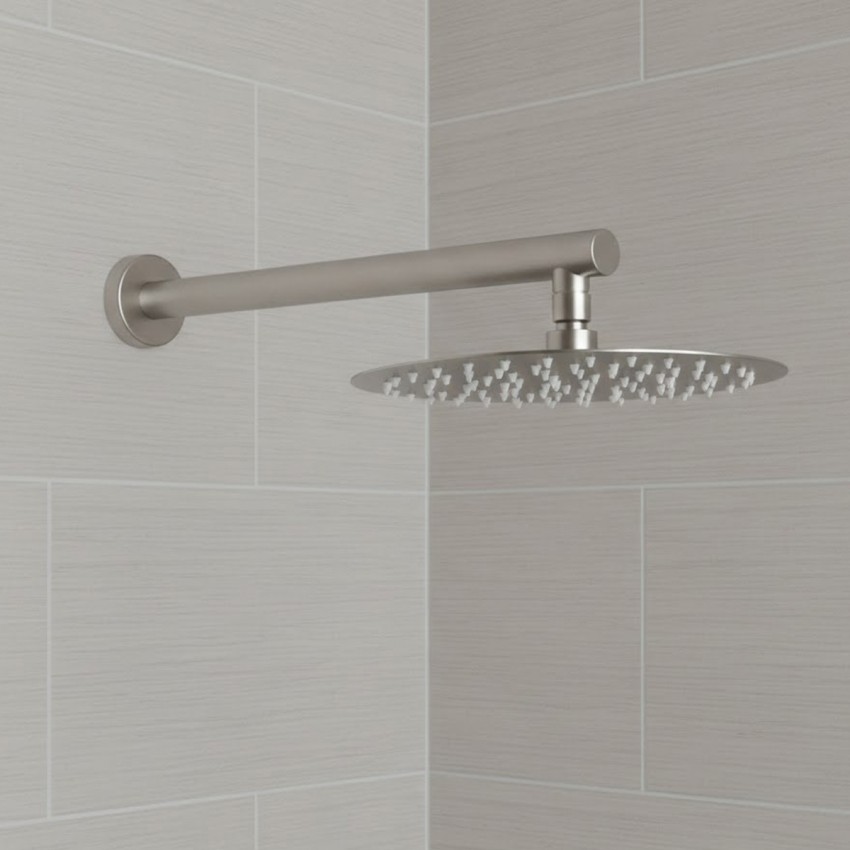 D113000000110BN Flow Верхня душова лійка d=250 мм з кронштейном, brushed nickel (1 сорт) DEVIT фото 1