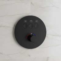 D114134010011BM Flow Змішувач на 3 споживачі з термостатом, для ванни/душу, прихованого монтажу, чорний матовий (1 сорт) DEVIT фото 1