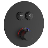 D114124010011BM Flow Змішувач на 2 споживачі з термостатом, для ванни/душу, прихованого монтажу, чорний матовий (1 сорт) DEVIT фото 2