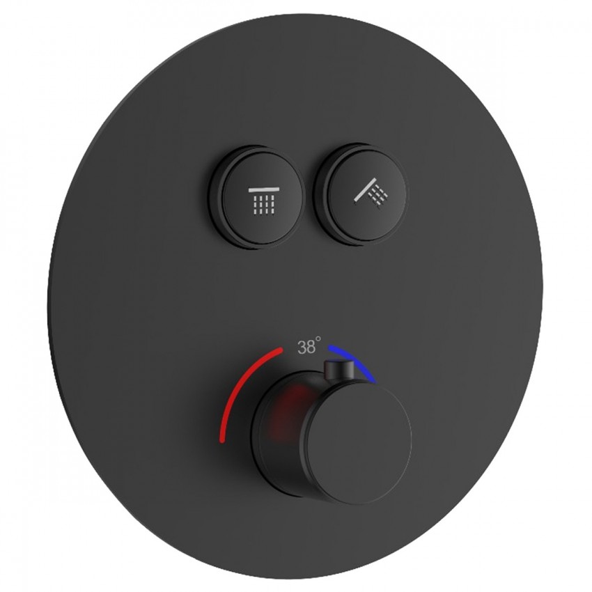 D114124010011BM Flow Змішувач на 2 споживачі з термостатом, для ванни/душу, прихованого монтажу, чорний матовий (1 сорт) DEVIT фото 2