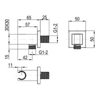 D113100000020BN Flow Підключення для душового шлангу з тримачем ручного душу, brushed nickel (1 сорт) DEVIT фото 1