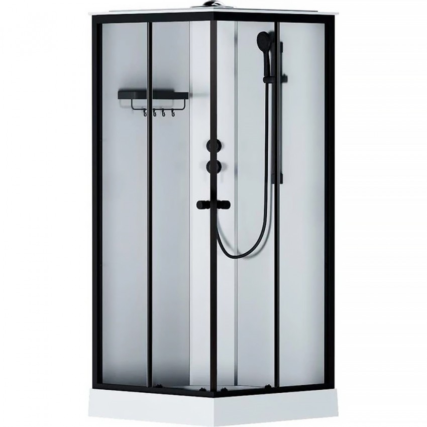 W94C-403-090BT X-Joy Square кабіна душова  90x90,  профіль мат.чорний, скло прозоре (1 сорт) AM.PM фото 1