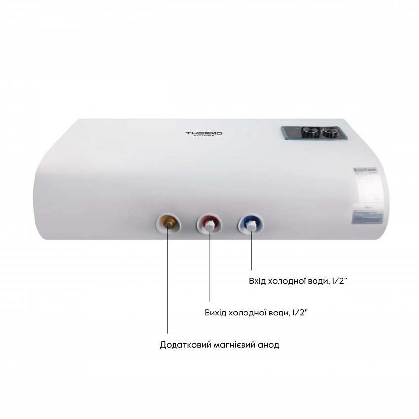 Водонагрівач електричний 30 л плоский, горизонтальний, мокрий ТЕН 2 кВт (0,8+1,2) DT30H20GPD Thermo Alliance Thermo Alliance фото 3
