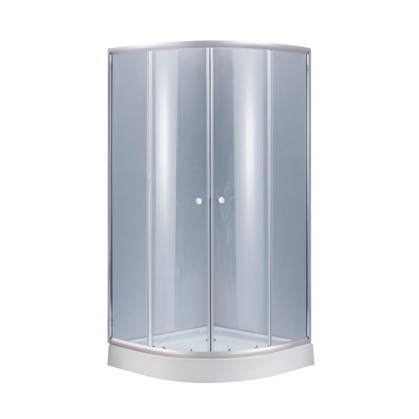 Набір: Душова кабіна Latwa SC90x90.SAT.LOW.GR, напівкругла, скло тоноване 4 мм + Душовий піддон Kapielka ST90x90x14 Lidz LIDZ